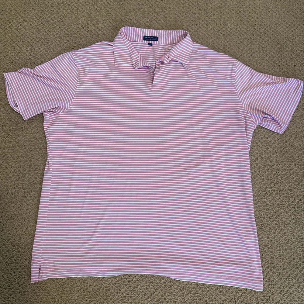 Peter Millar Crown Crafted XXL Performance Jersey Polo. Pink with white stripe